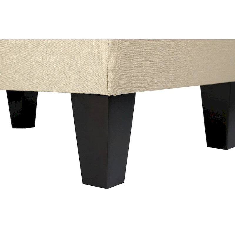 Squared Fabric Upholstered Welted Ottoman with Storage