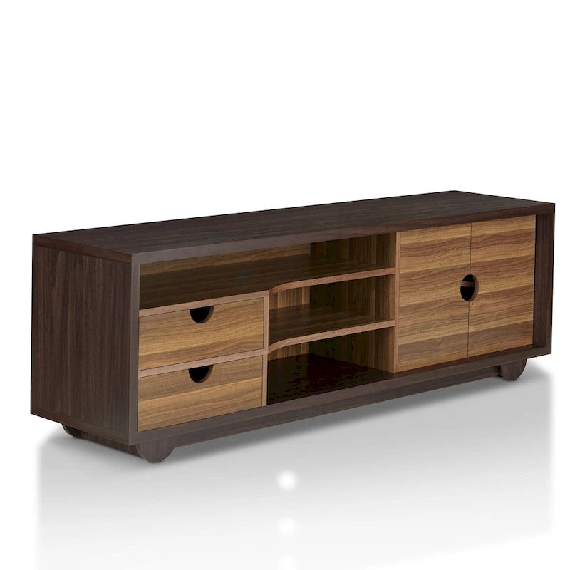 Contemporary Brown 63-inch Multi-functional Storage TV Console