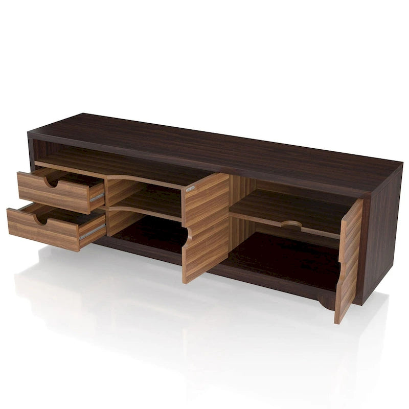 Contemporary Brown 63-inch Multi-functional Storage TV Console