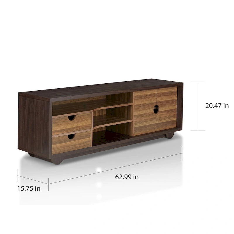 Contemporary Brown 63-inch Multi-functional Storage TV Console