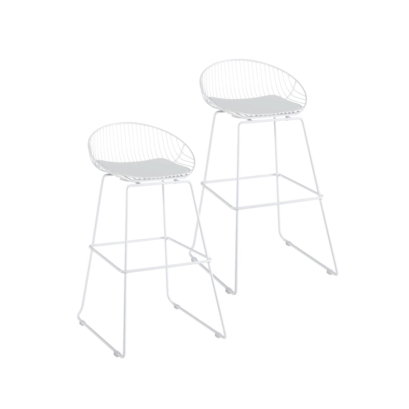 Iron Wire Bar Stools with PU Leather Seat Pad, Set of 2