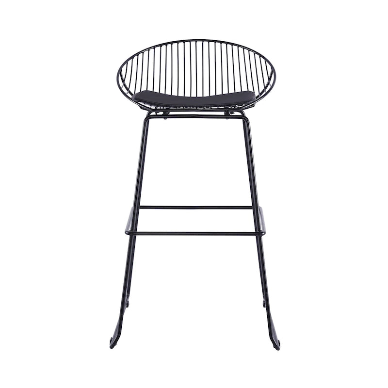 Iron Wire Bar Stools with PU Leather Seat Pad, Set of 2