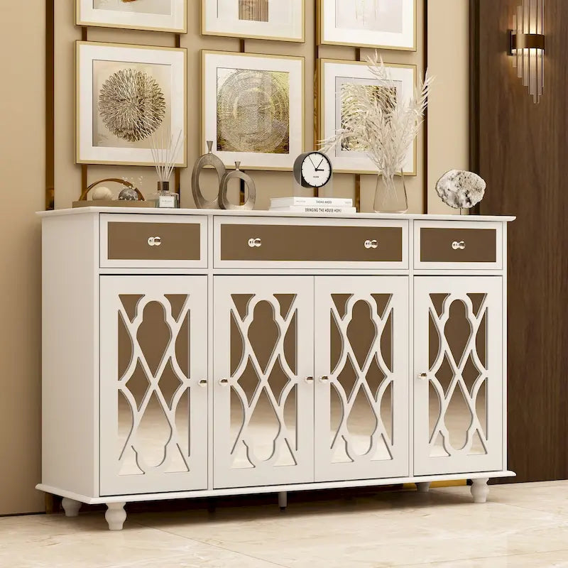 55.1 Accent Storage Cabinet Mirror Sideboard Buffet Cabinet