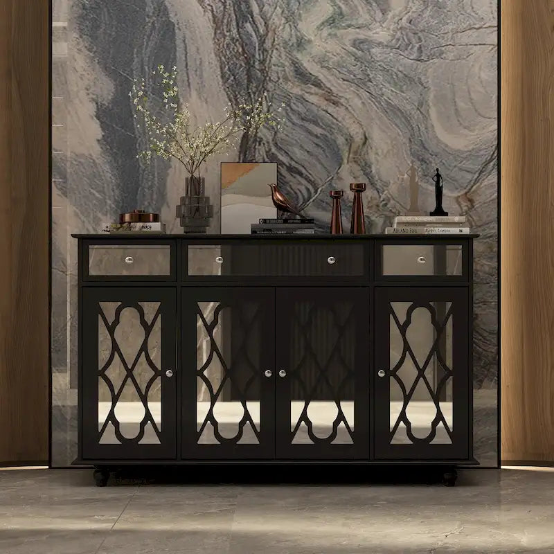 55.1 Accent Storage Cabinet Mirror Sideboard Buffet Cabinet