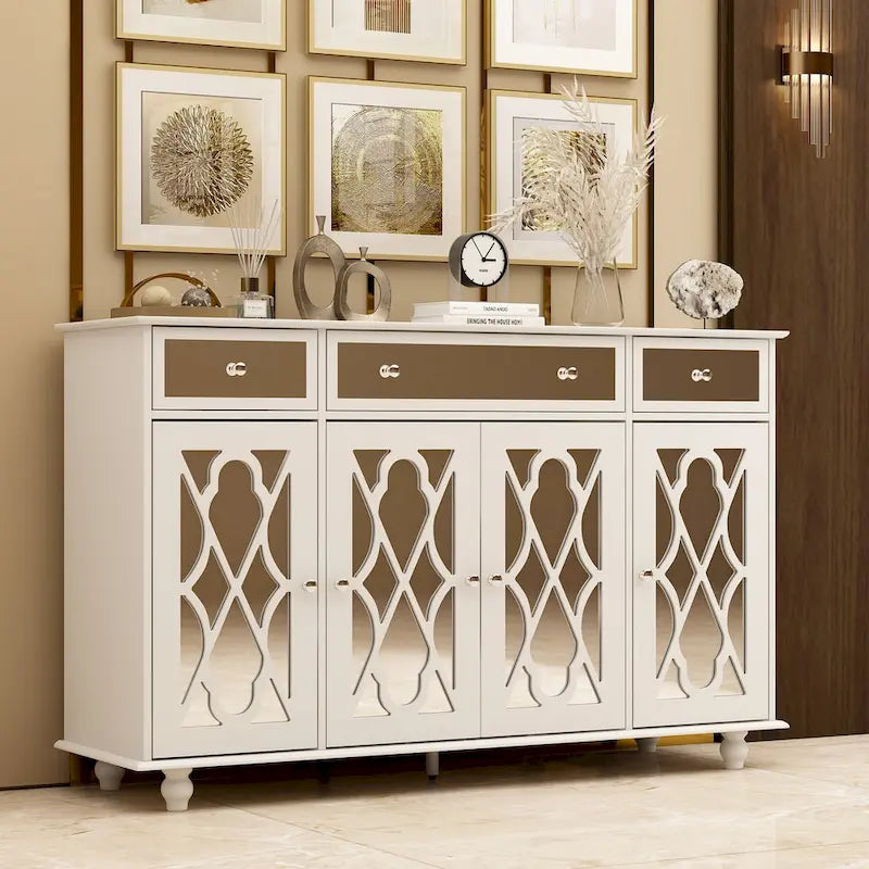 55.1 Accent Storage Cabinet Mirror Sideboard Buffet Cabinet