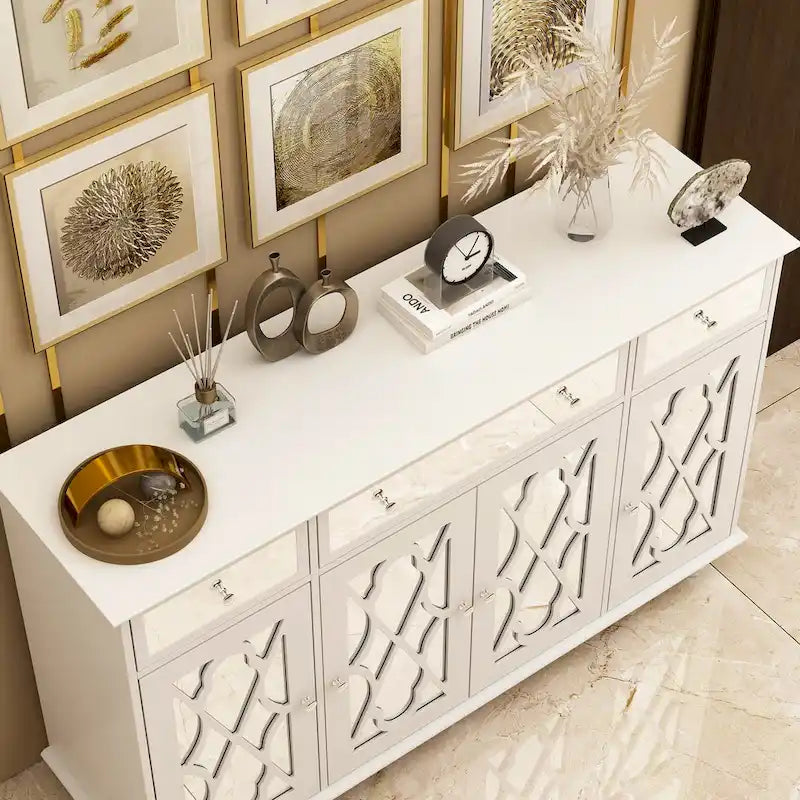 55.1 Accent Storage Cabinet Mirror Sideboard Buffet Cabinet