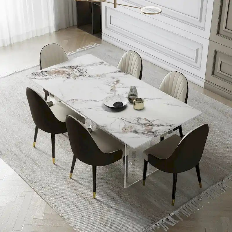 Dining Chair Modern Accent Chairs Faux Leather Side Chairs (Set of 4)