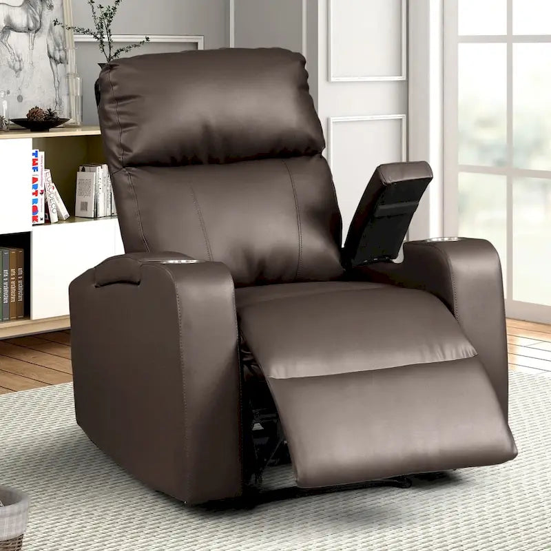 Modern Upholstered Faux Leather Power Recliner Chair