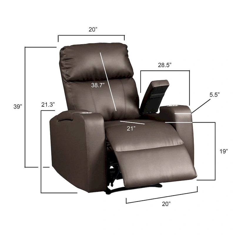 Modern Upholstered Faux Leather Power Recliner Chair