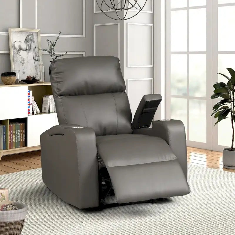 Modern Upholstered Faux Leather Power Recliner Chair