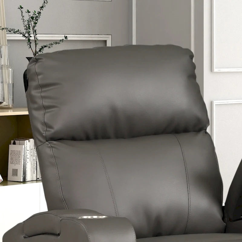 Modern Upholstered Faux Leather Power Recliner Chair