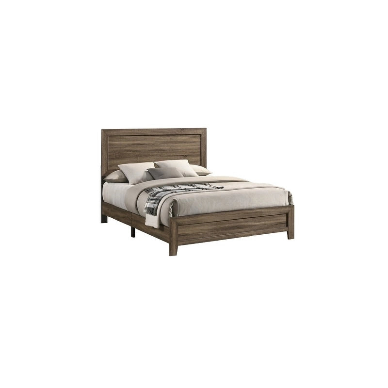 Panel Bed with Dark Walnut Headboard and Footboard - Multiple Sizes