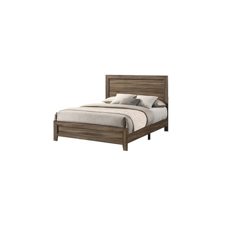 Panel Bed with Dark Walnut Headboard and Footboard - Multiple Sizes