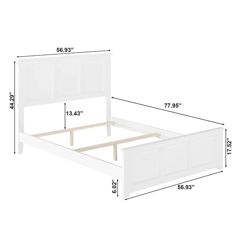 Full Foundation Bed with Matching Footboard in White