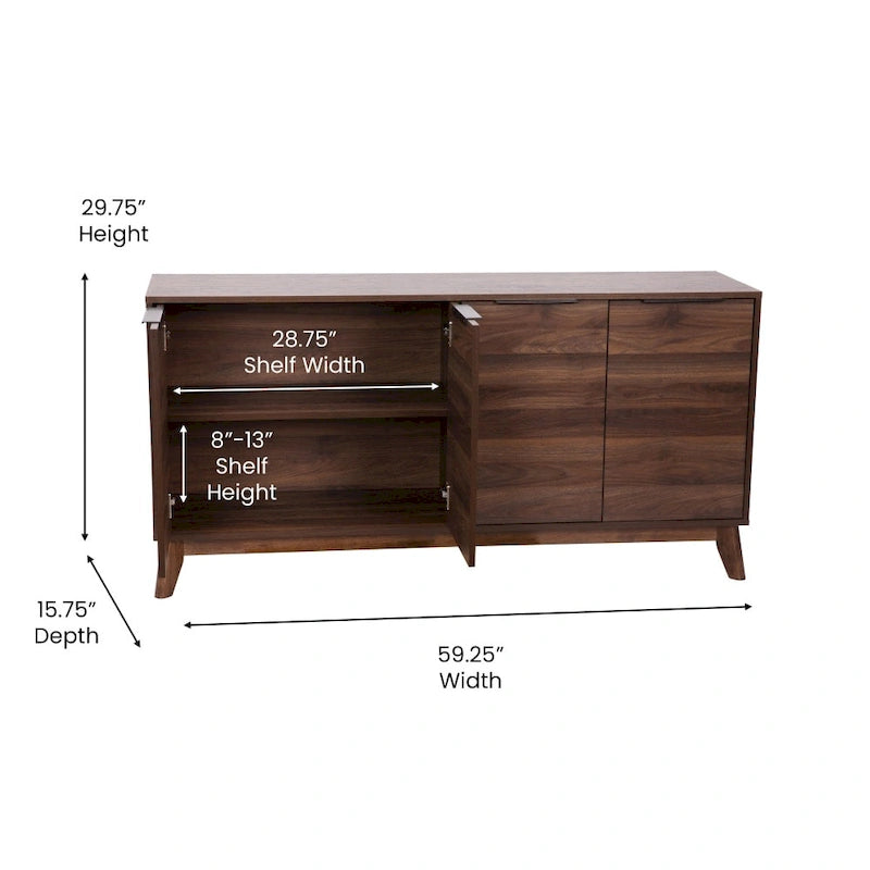 60 Buffet Cabinet with 4 Soft Close Doors and Adjustable Shelves