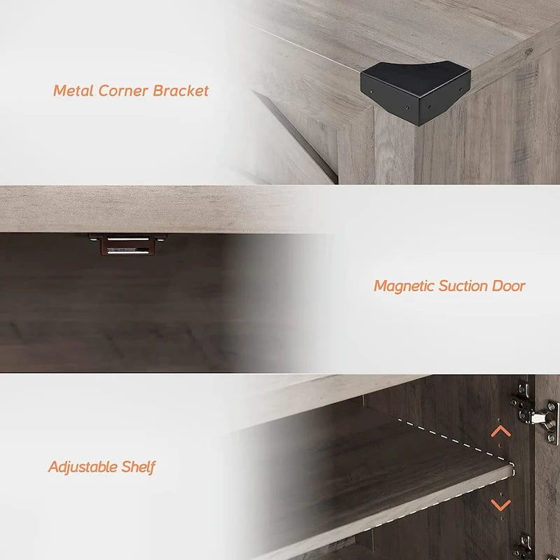 Modern Farmhouse Buffet Cabinet, Wood Sideboard for Living Room