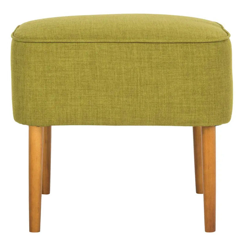 Mid-Century Green Linen Blend Ottoman