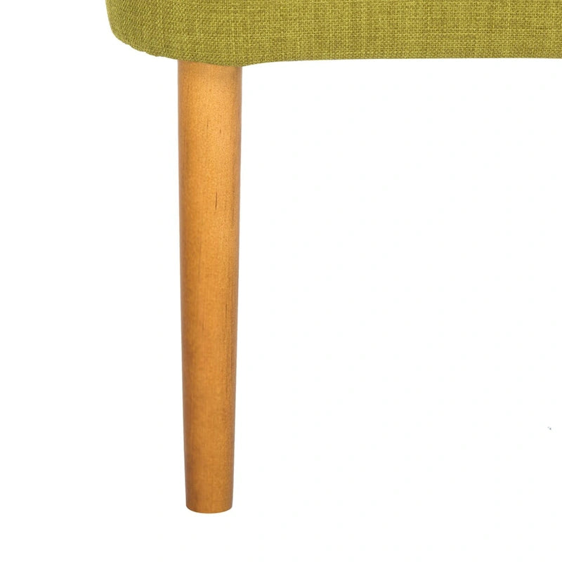Mid-Century Green Linen Blend Ottoman