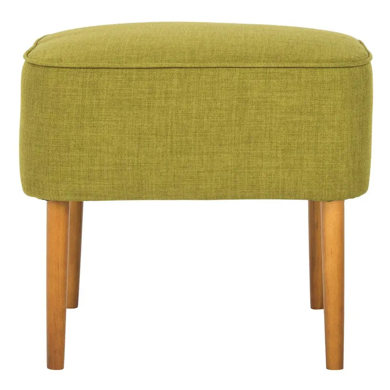 Mid-Century Green Linen Blend Ottoman