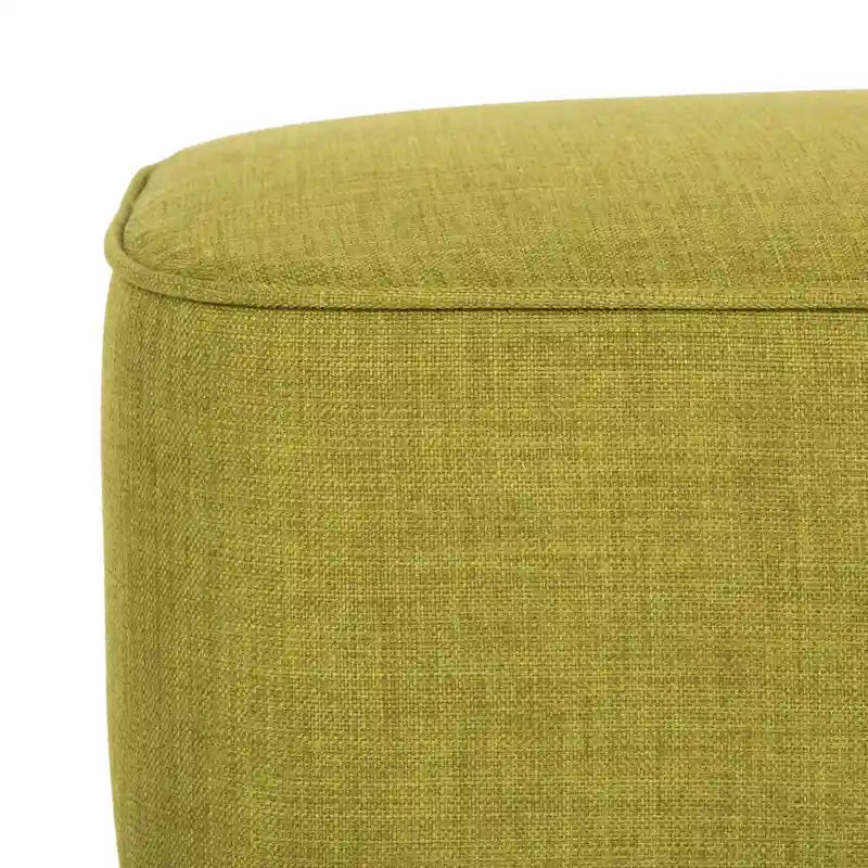 Mid-Century Green Linen Blend Ottoman