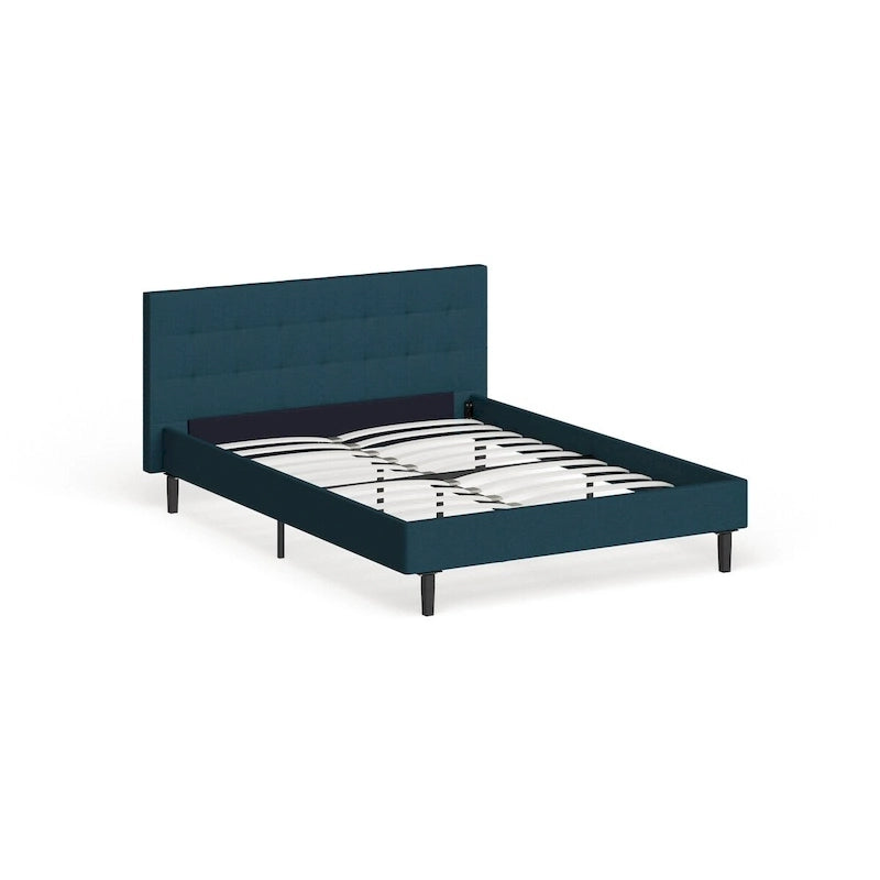 Upholstered Queen Platform Bed with Tufted Headboard