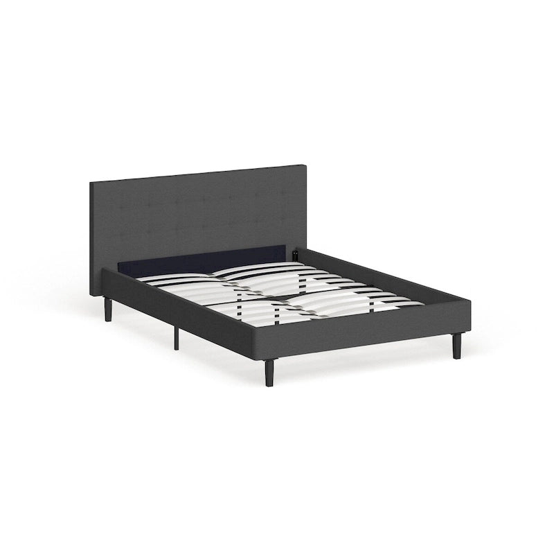 Upholstered Queen Platform Bed with Tufted Headboard
