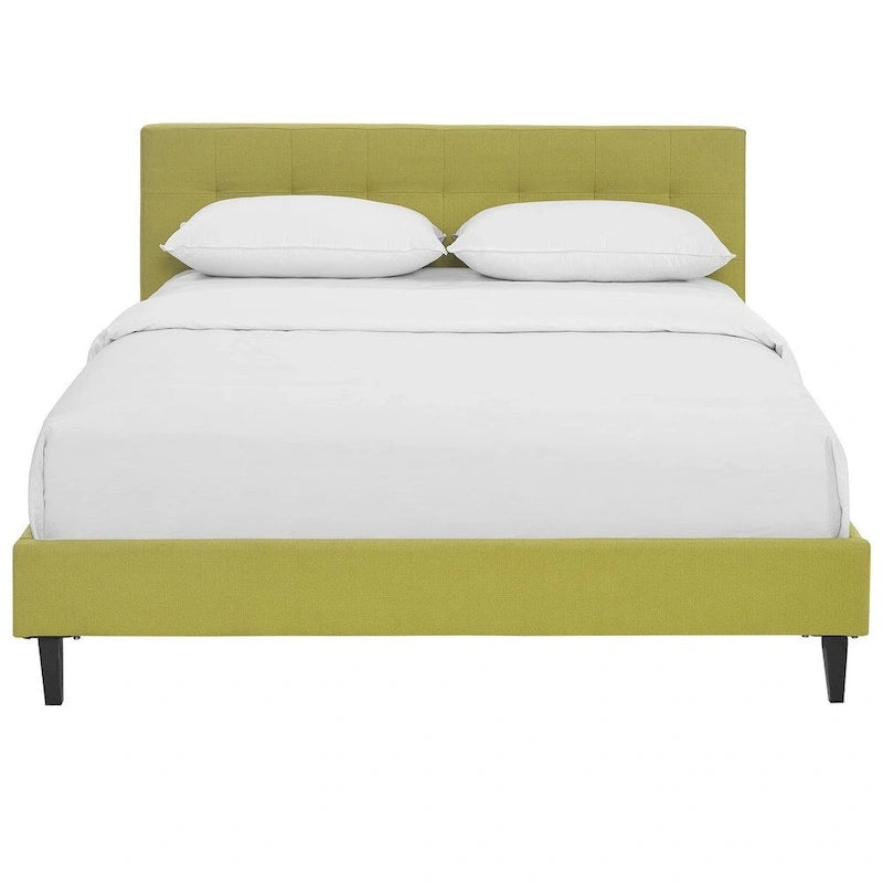 Upholstered Queen Platform Bed with Tufted Headboard