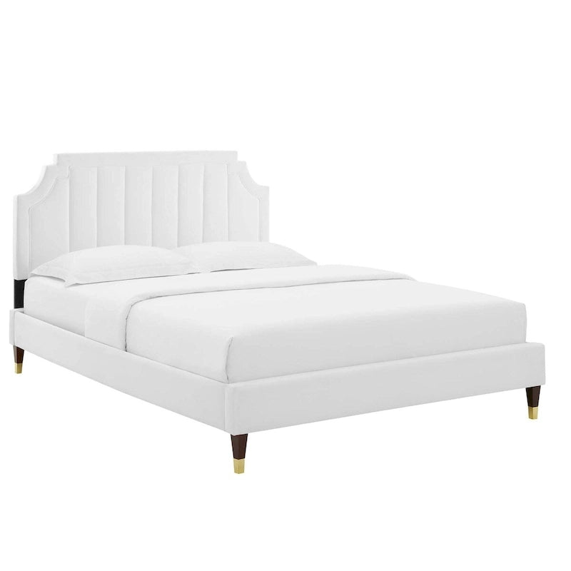 Performance Velvet Queen Platform Bed with Tufted Headboard