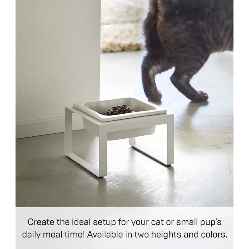 Single Pet Food Bowl - Steel and Ceramic, Tall, 1.25 - L 6.1 x W 5.91 x H 3.94 inches