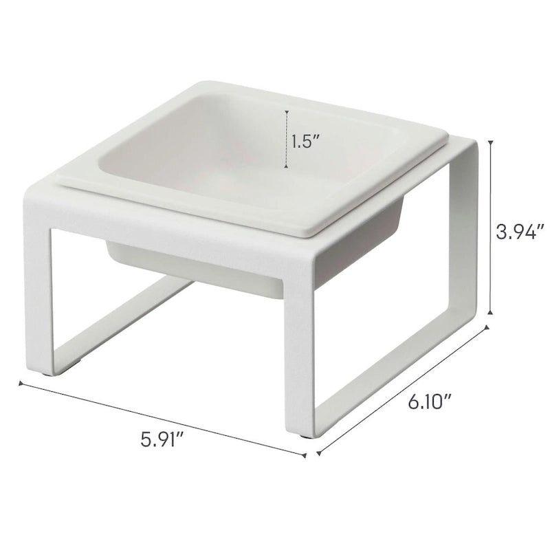 Samostatná miska na krmivo pro domácí mazlíčky – ocel a keramika, vysoká, 1,25 l – D 15,5 x Š 15 x V 10 cm