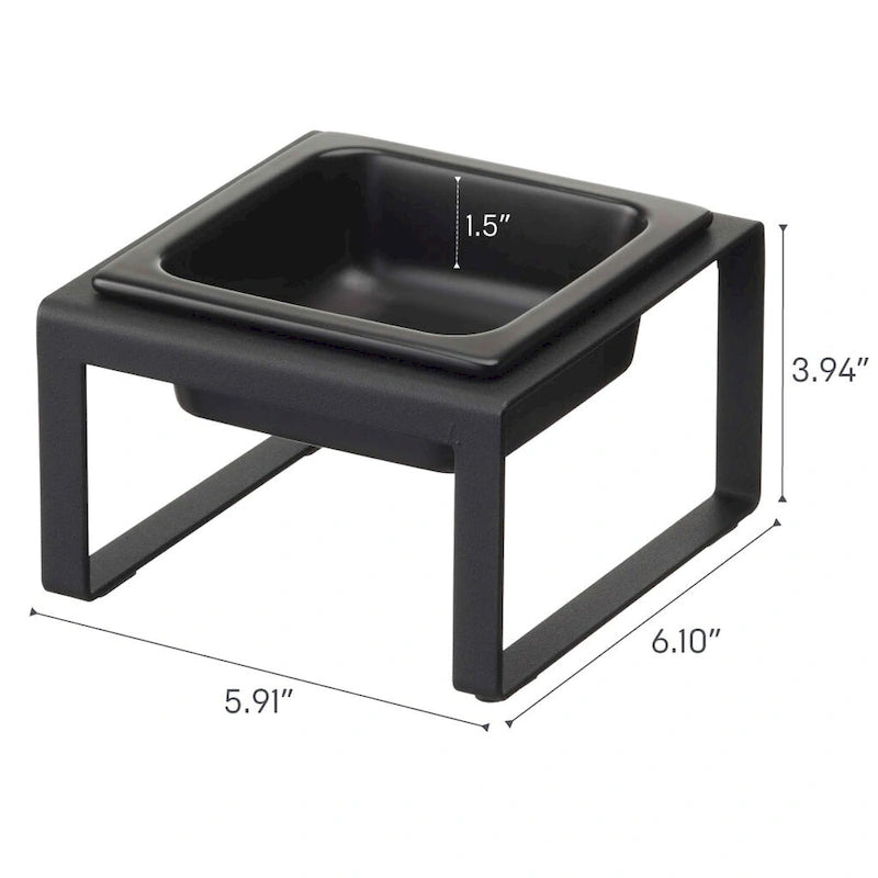Samostatná miska na krmivo pro domácí mazlíčky – ocel a keramika, vysoká, 1,25 l – D 15,5 x Š 15 x V 10 cm