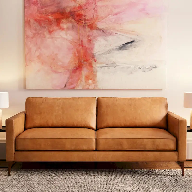 82.5 Full Grain Genuine Italian Leather Sofa