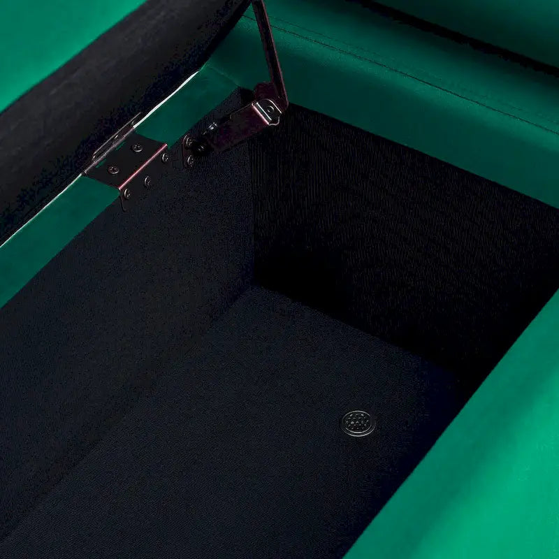 Upholstered Velvet Storage Bench with Cylindrical Arms