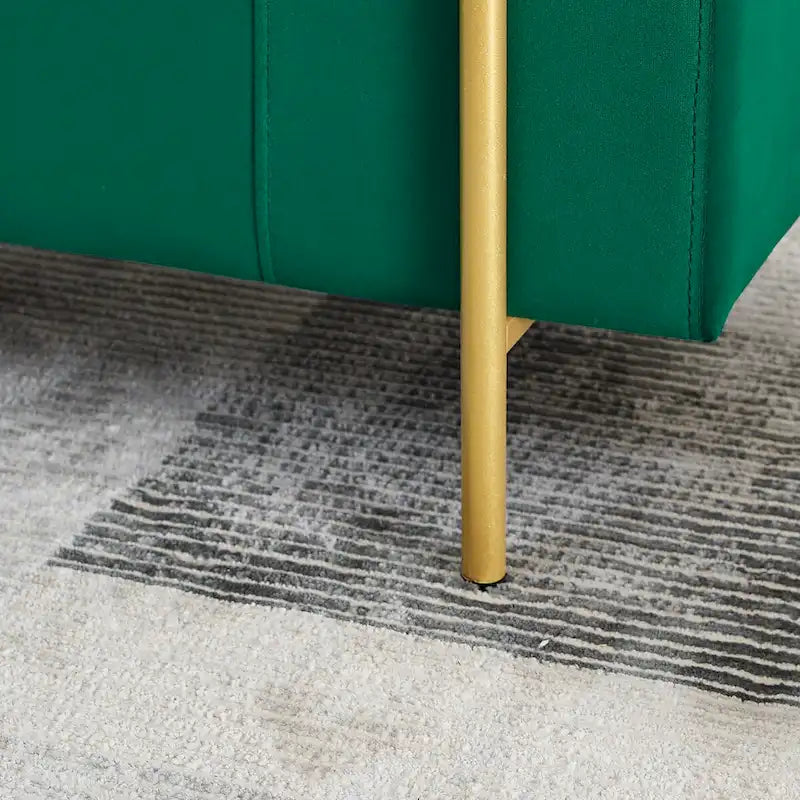Upholstered Velvet Storage Bench with Cylindrical Arms