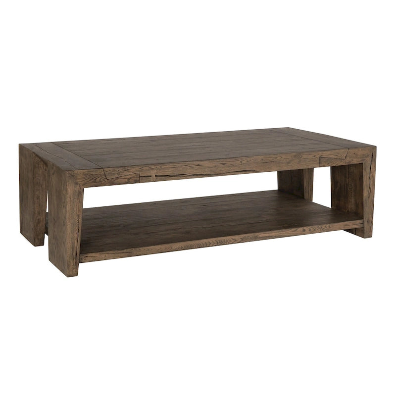 60 Oak Coffee Table with Cracked Oak Tapered Legs