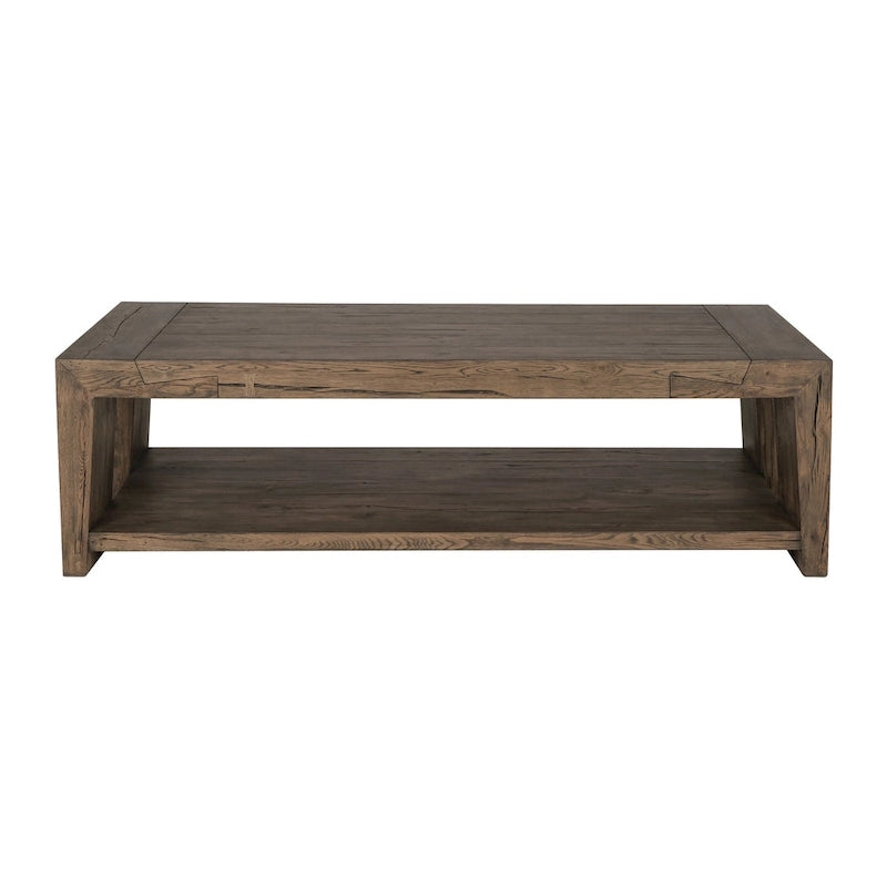 60 Oak Coffee Table with Cracked Oak Tapered Legs