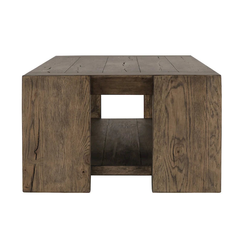 60 Oak Coffee Table with Cracked Oak Tapered Legs